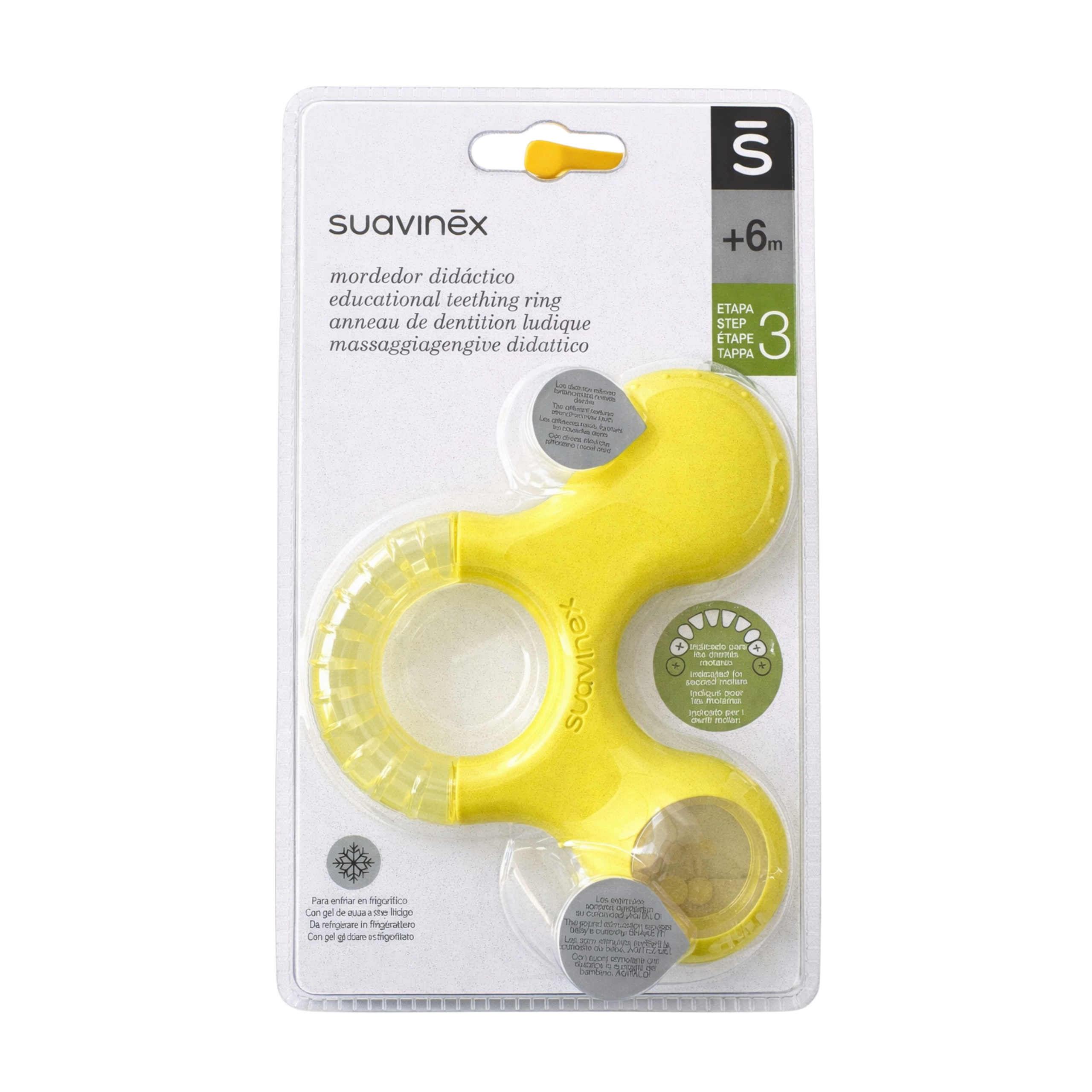 Anneau dentition hochet jaune Suavinex +6mois