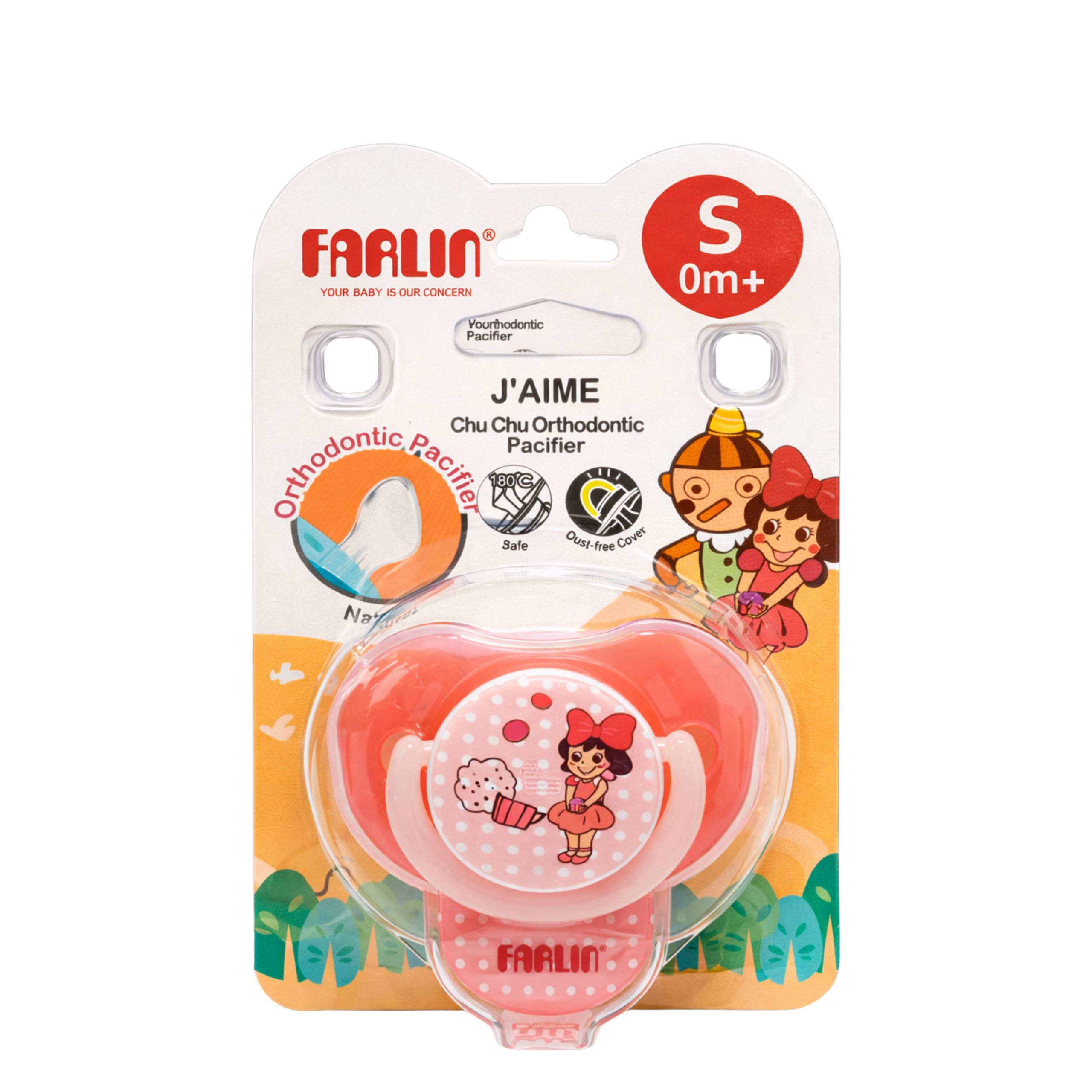 Farlin Chu Chu Pacifier Chain and Soother 0 Months pink