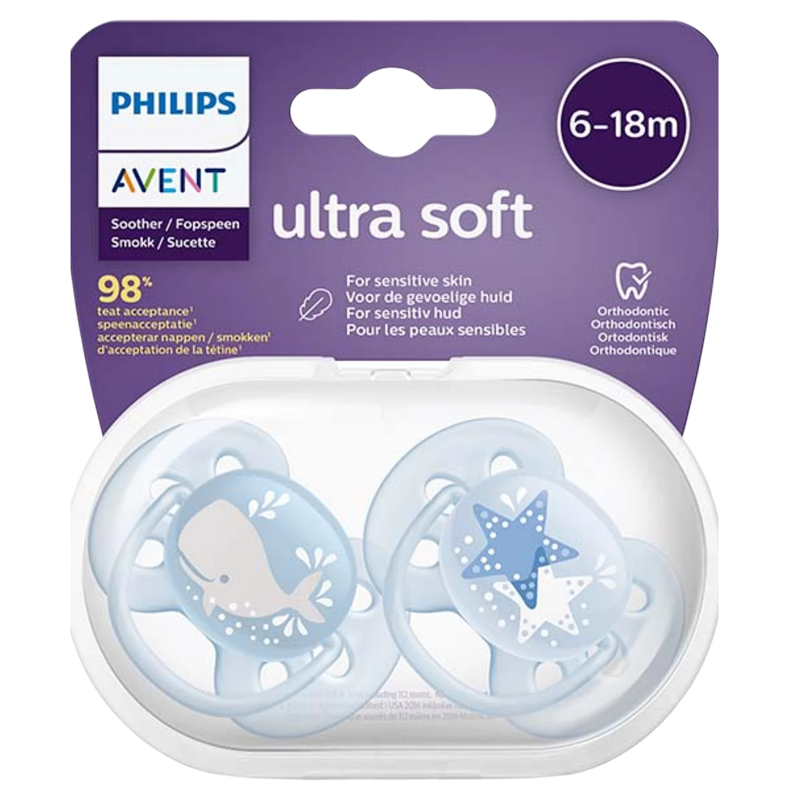 Philips Avent Ultra Soft Soother Twin Pack (0-6m) (6-18m)