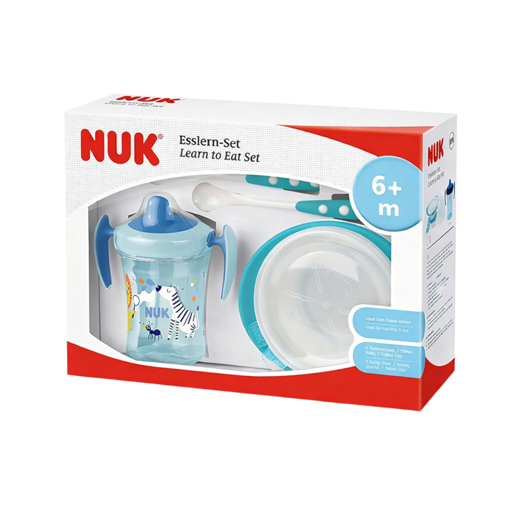 NUK Set Repas 4 Pièces Bleu – Dès 6 Mois