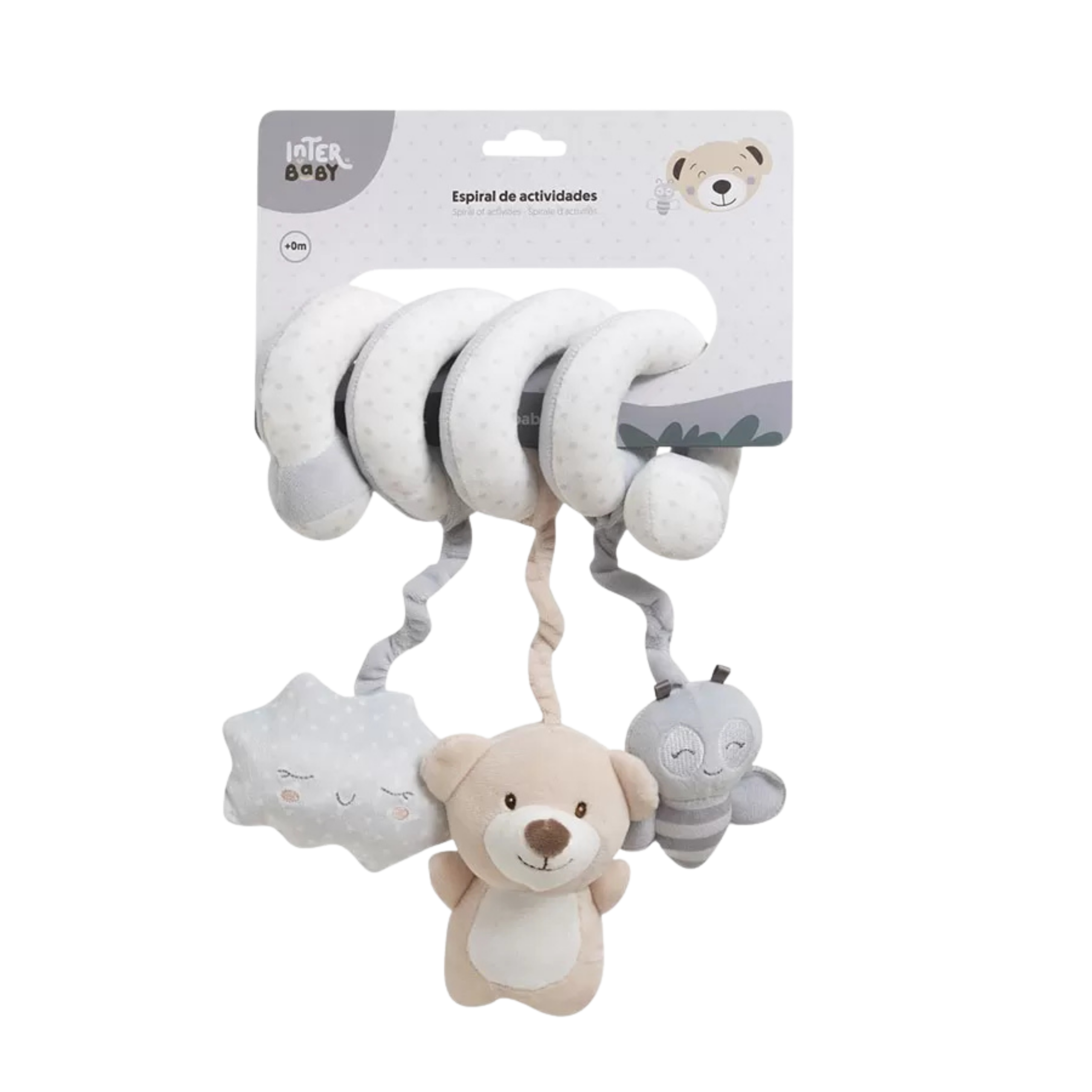 Interbaby – Spirale d’Activités & Éveil – Modèle « Ours » (Osito) – Gris – Pour Poussette, Lit & Cosy