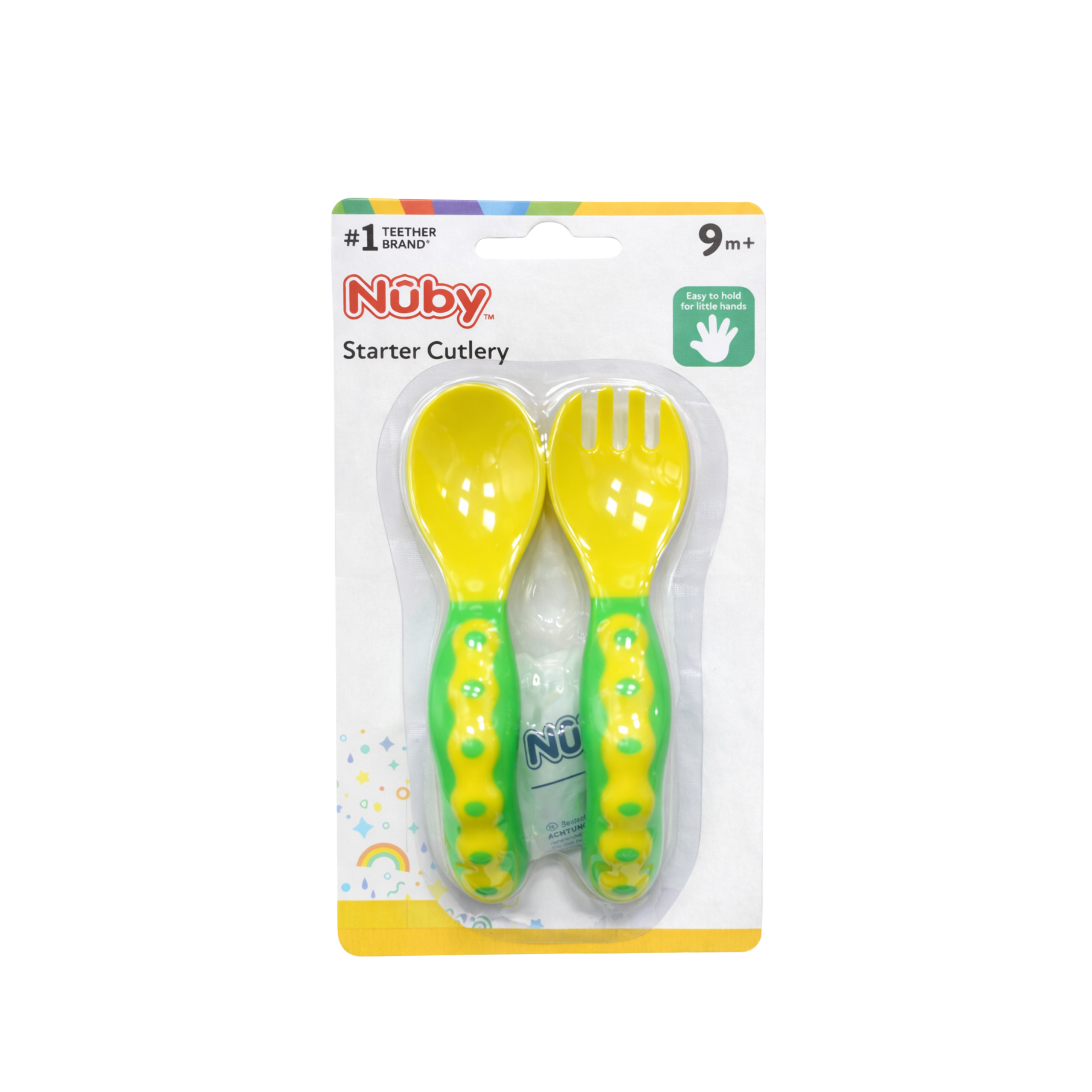 Nuby 4 Pack Fork and Spoon Set Yellow/Green