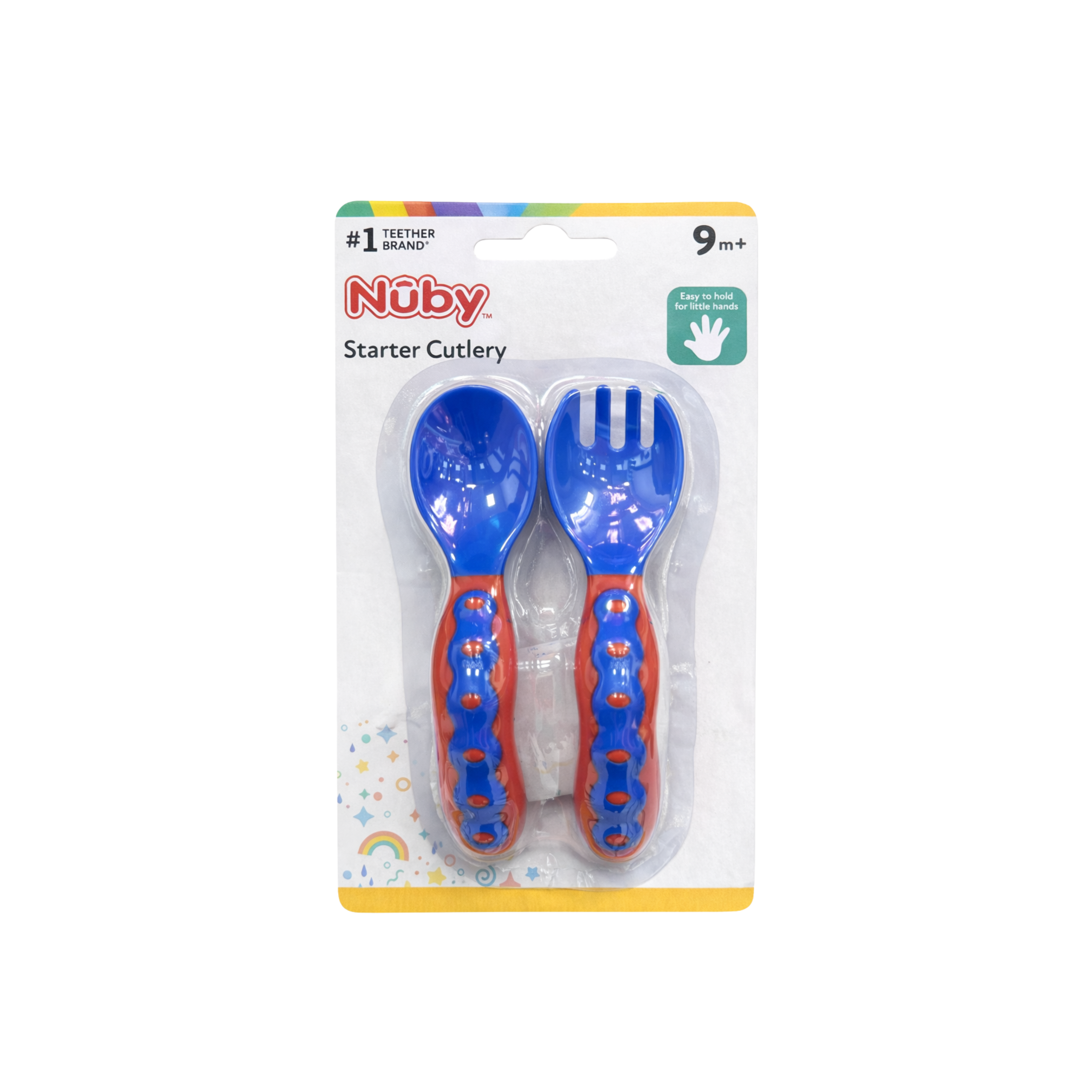 Nuby 4 Pack Fork and Spoon Set Red/Blue
