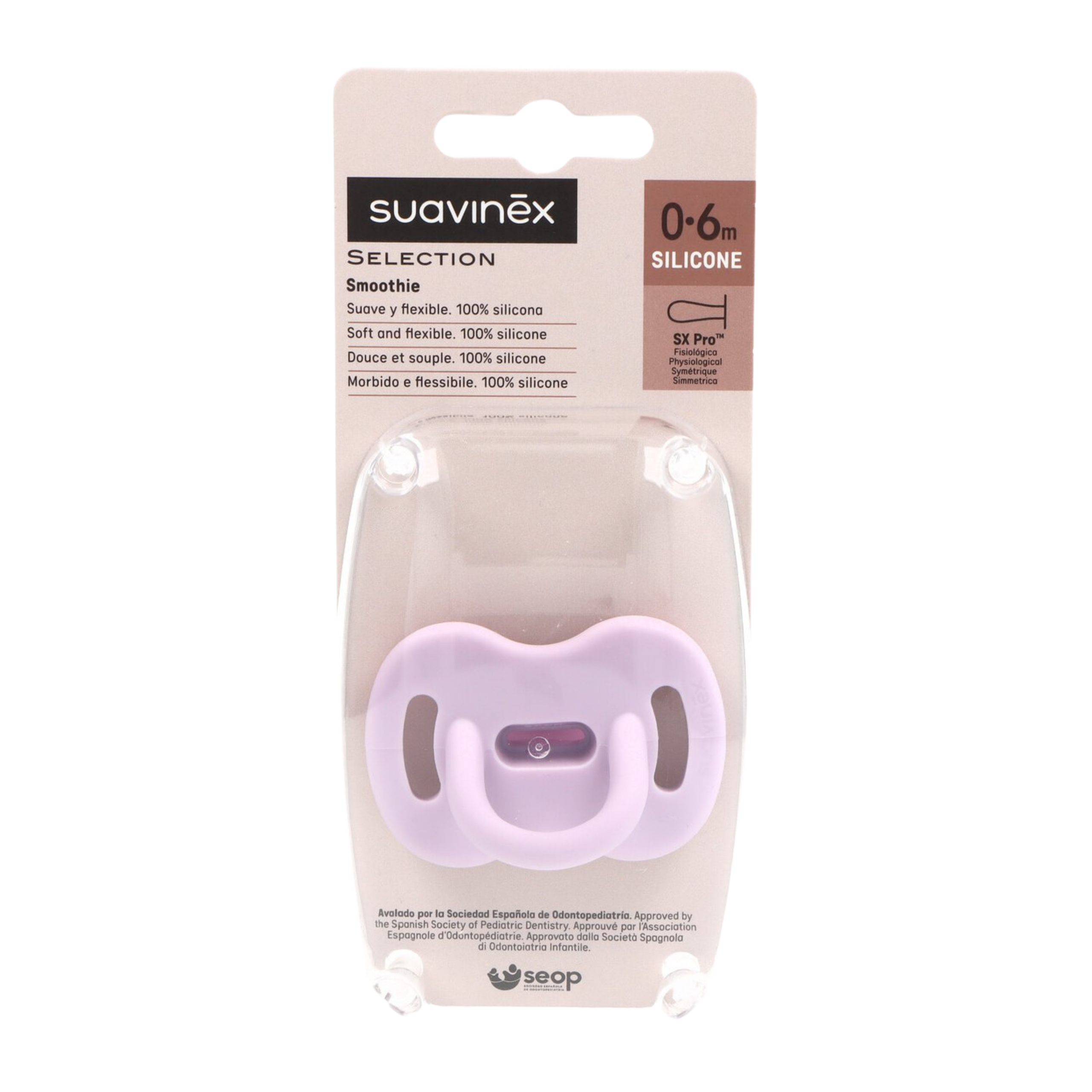 Suavinex Sucette Silicone réversible 6-18mois violet