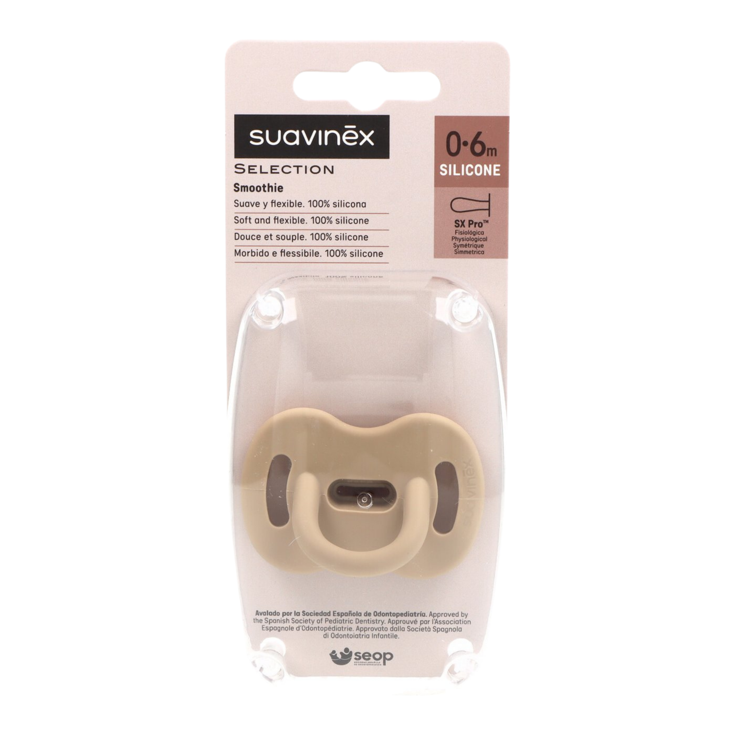Suavinex Sucette Silicone réversible 6-18mois brun