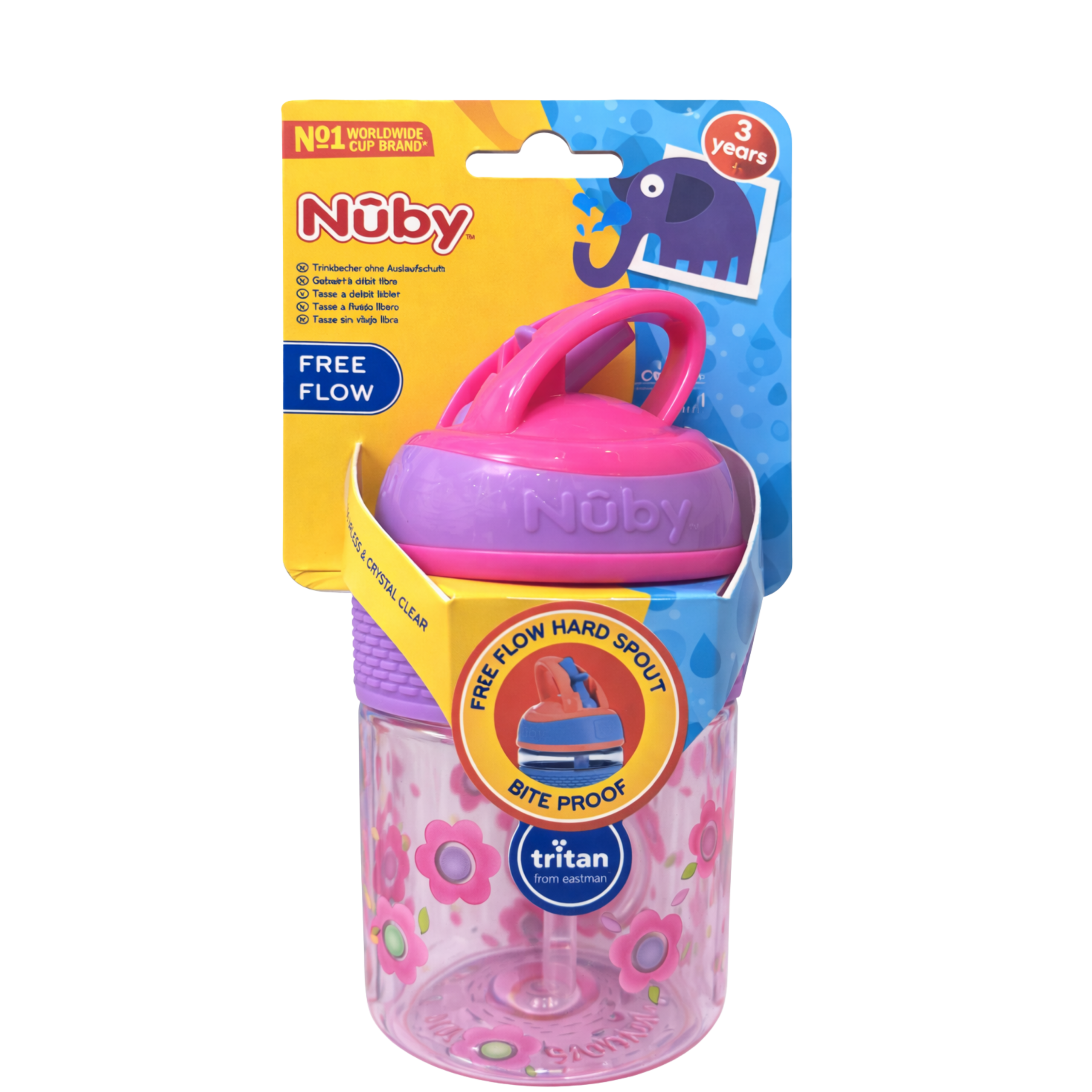 NUBY GOBLETS 2EN 1 PAILLE DURE EN TRITAN™ 360 ML +3 ANS