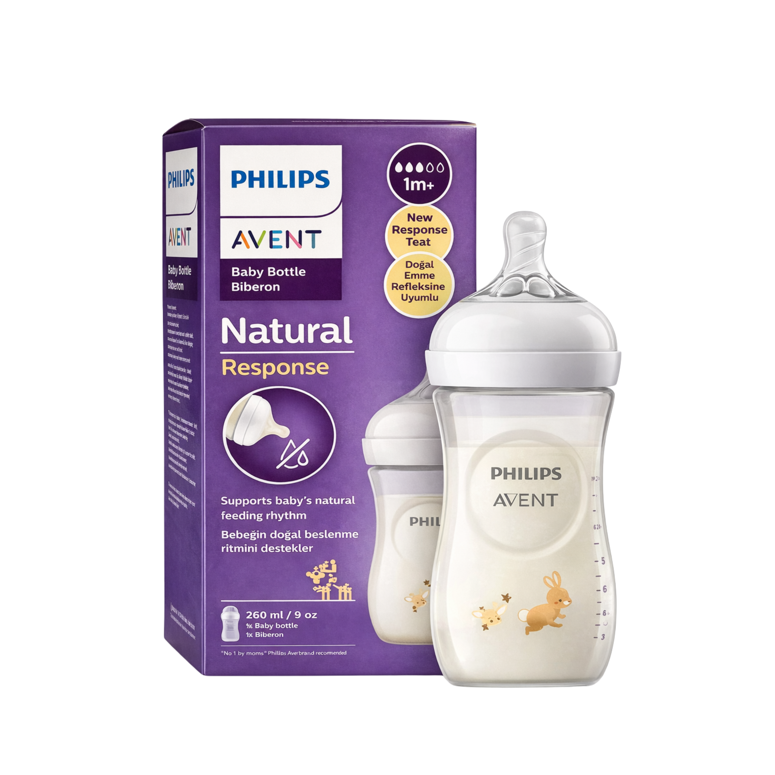 AVENT BIBERON NATURAL REPONSE 1M+ 260ML