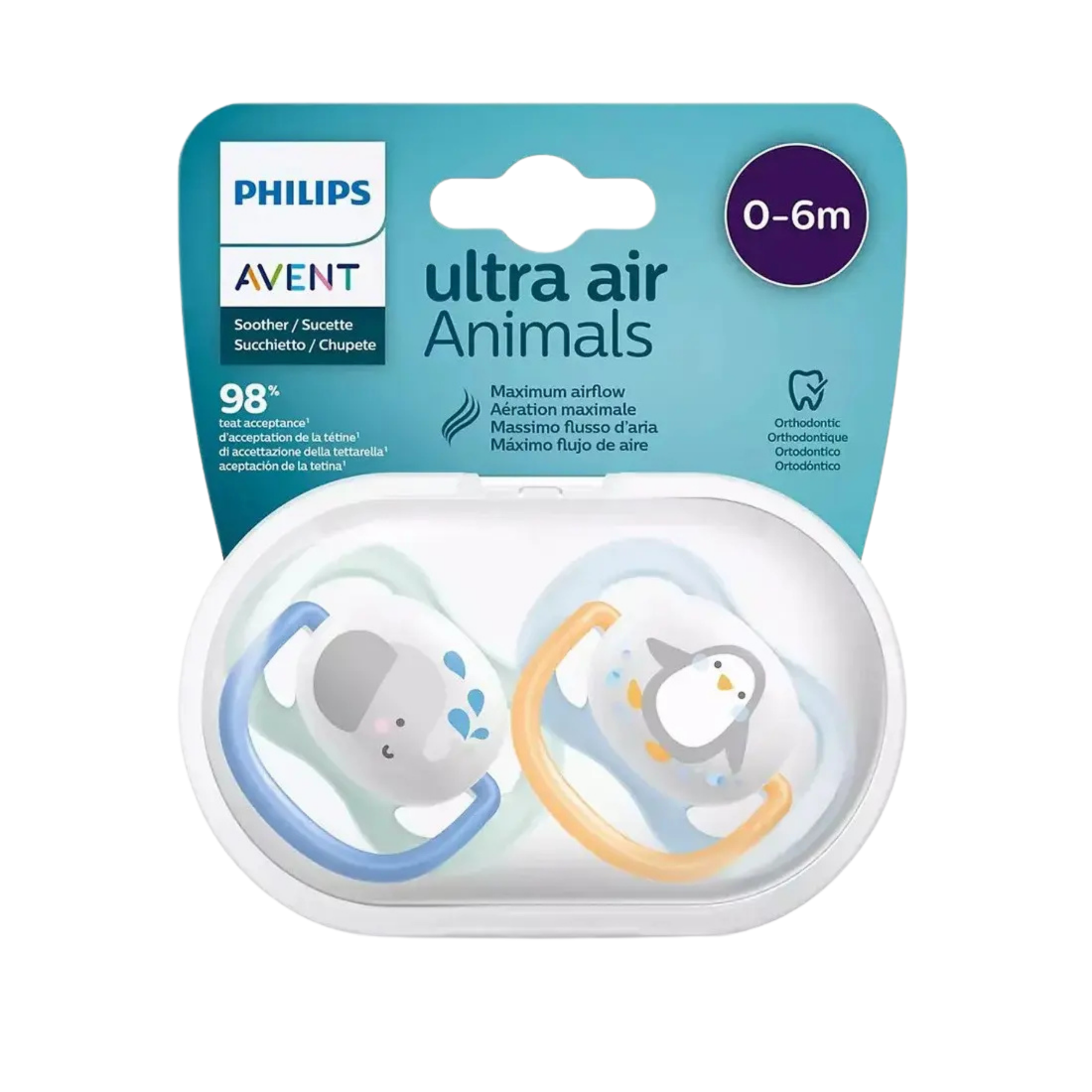 AVENT 2 SUCETTES ULTRA AIR ANIMALS 6-18 BOY