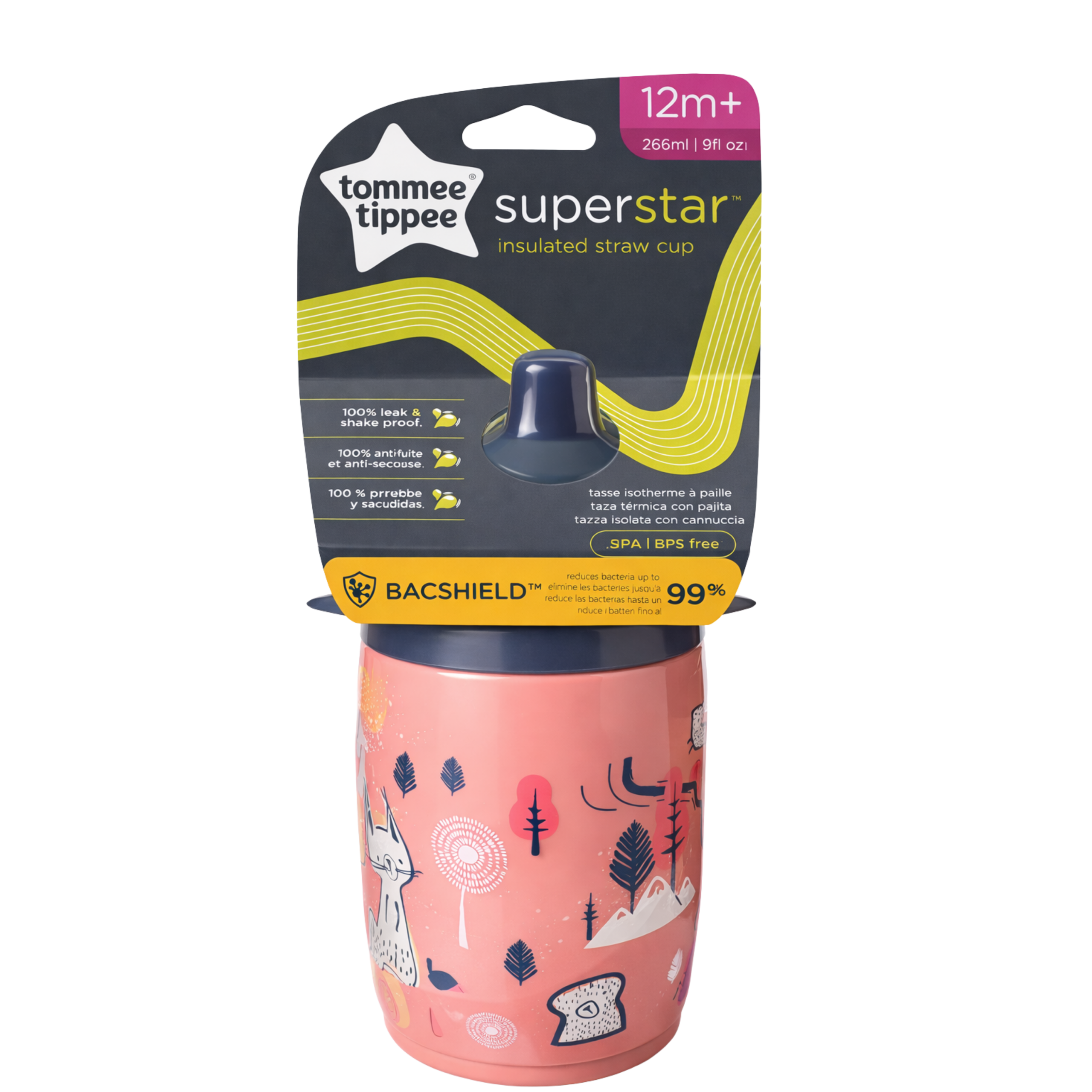 Gobelet isotherme avec paille Superstar rose 12M+
