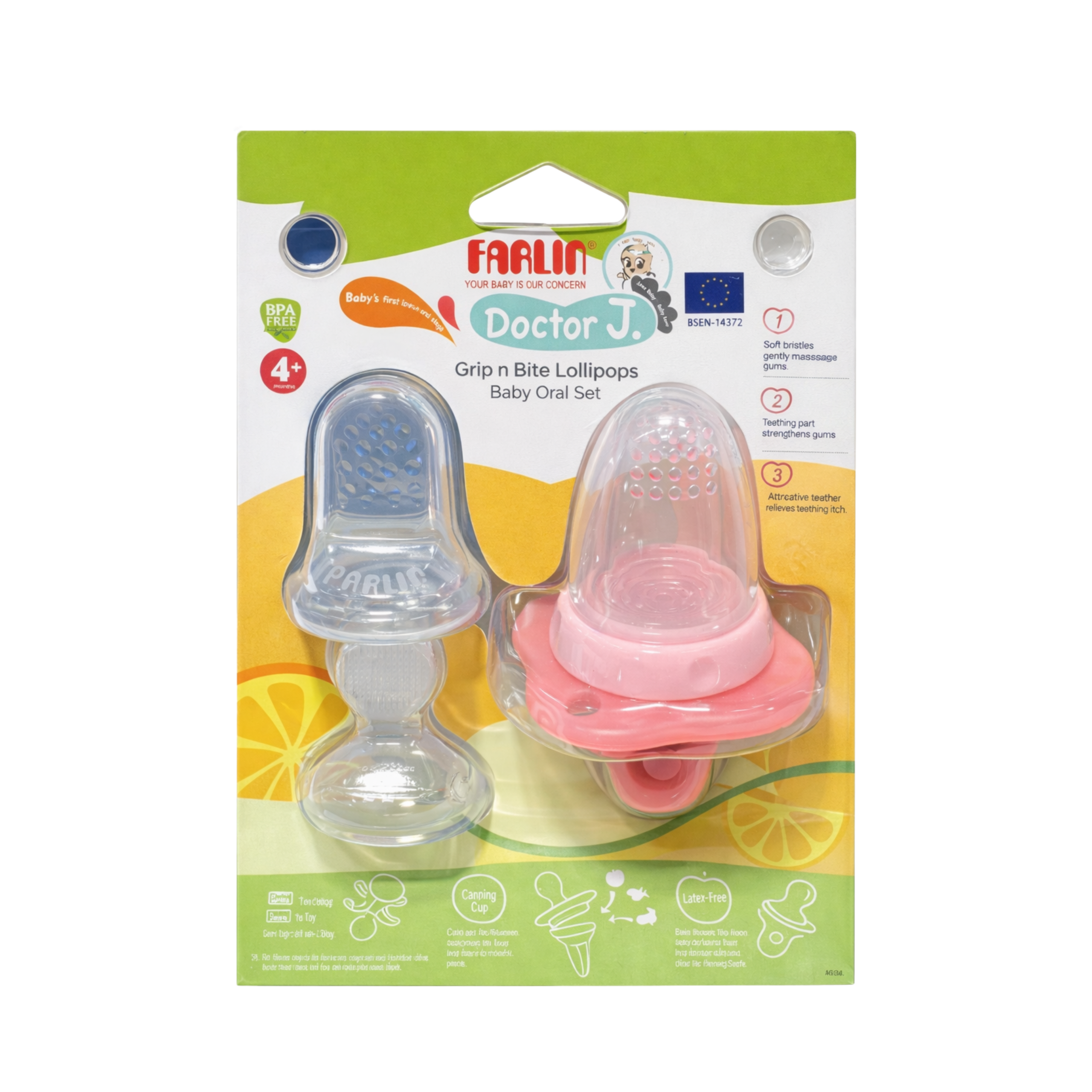 Farlin Grip N Bite Lolipop Baby Oral Set Bbc-003 - Pink