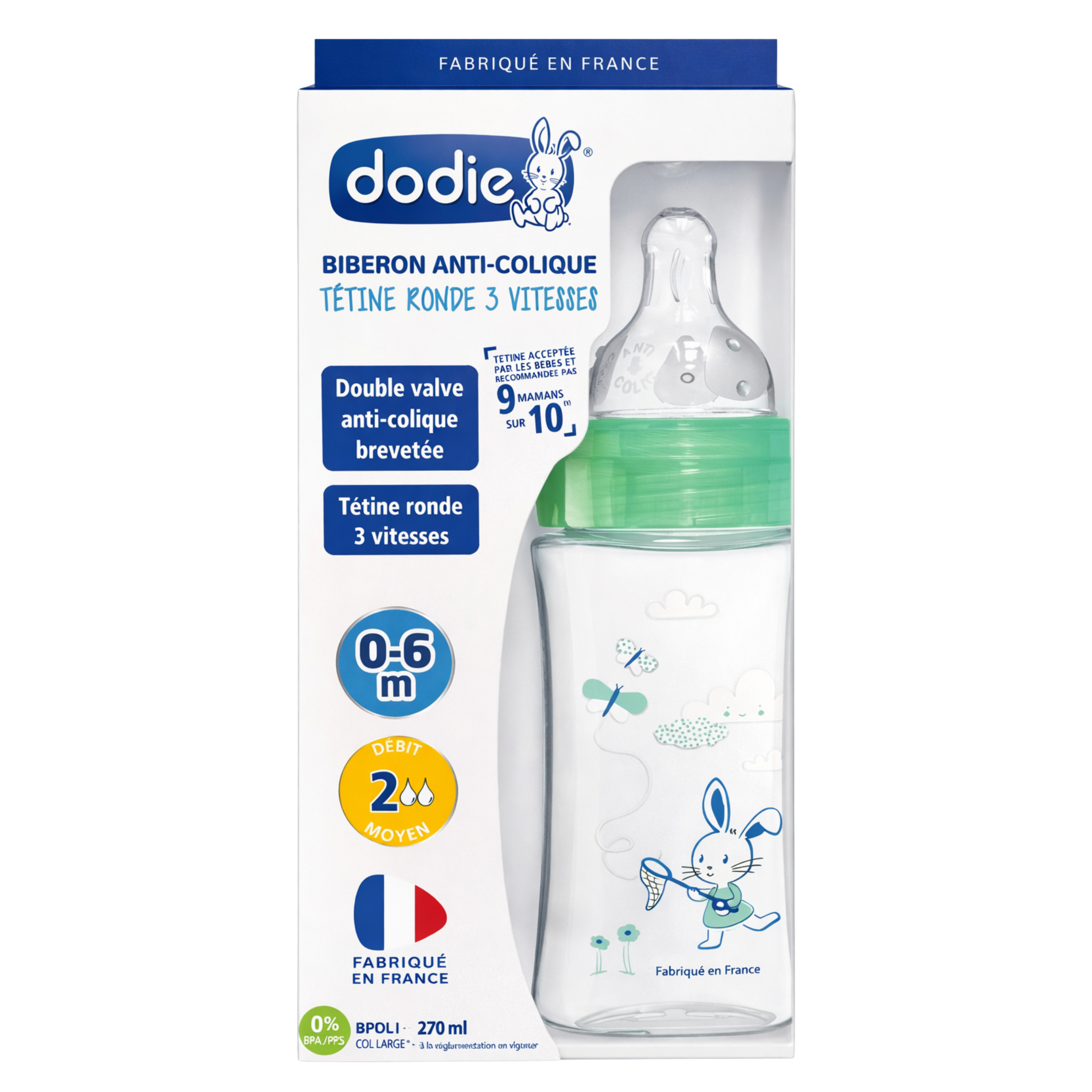 DODIE BIBERON ANTI COLIQUE 270 ML 0-6MOIS