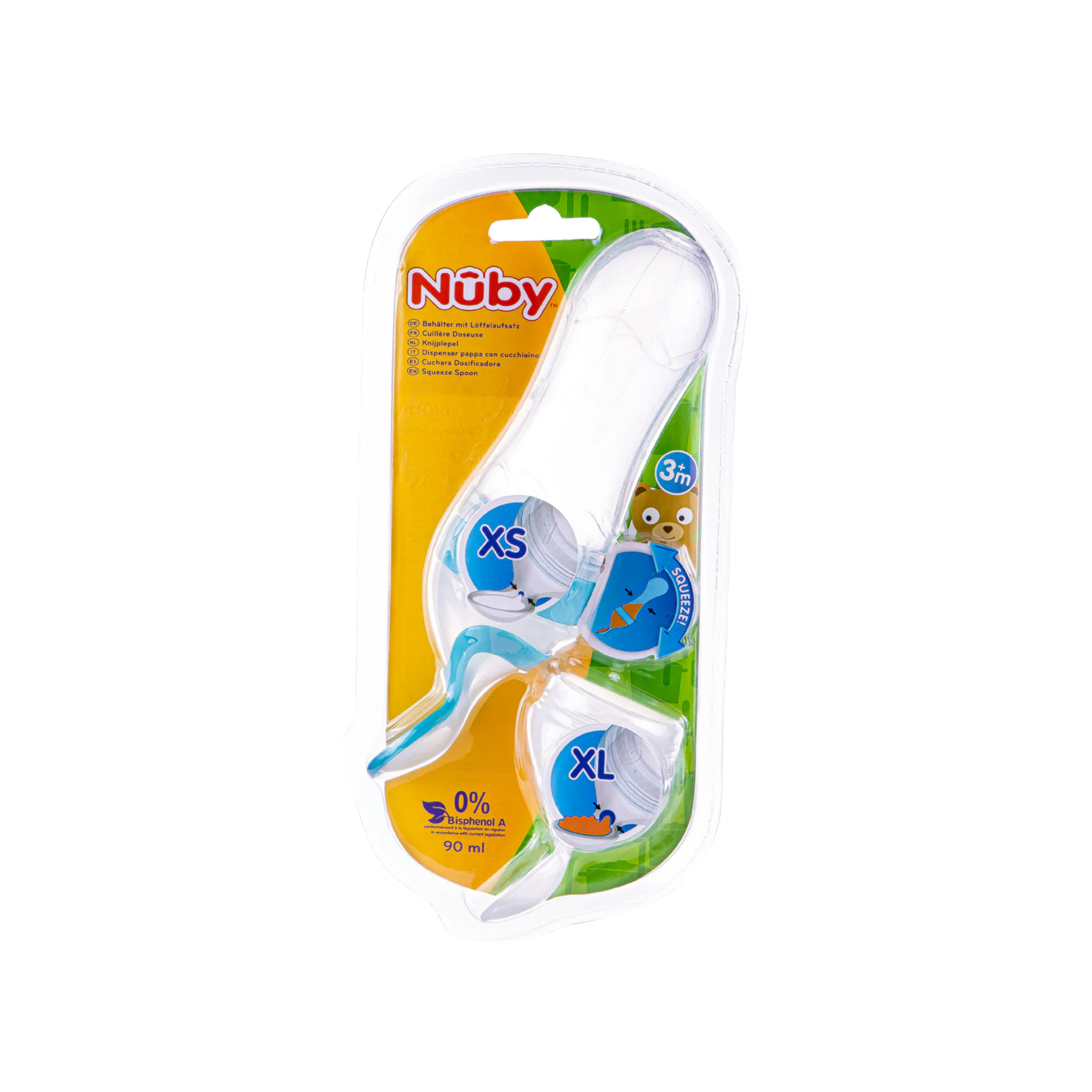 Nuby Semi-rigid silicone spoon bottle for liquid meals - blue