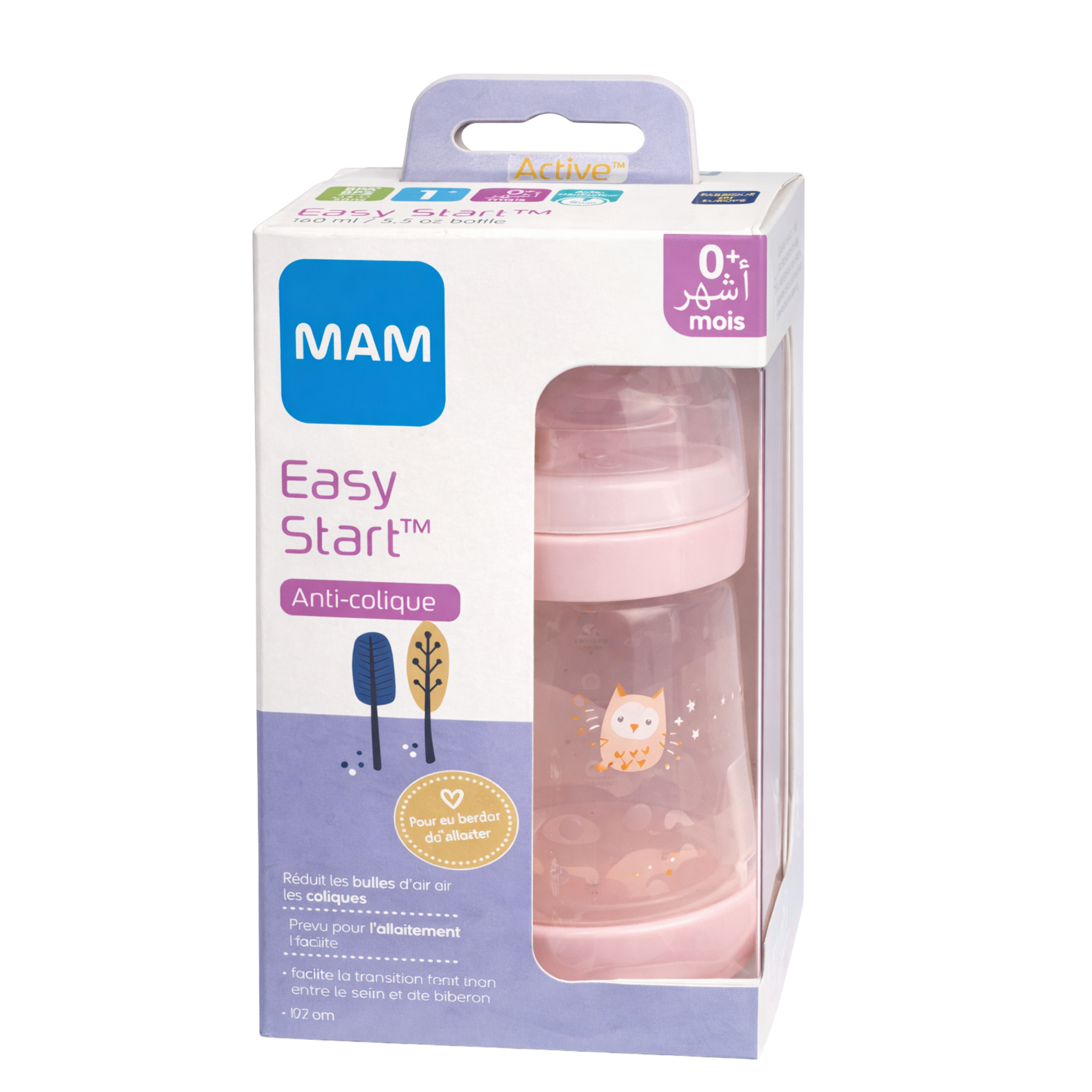 MAM Easy Start Matte Anti-Colic Bottle, 9 oz, Girl
