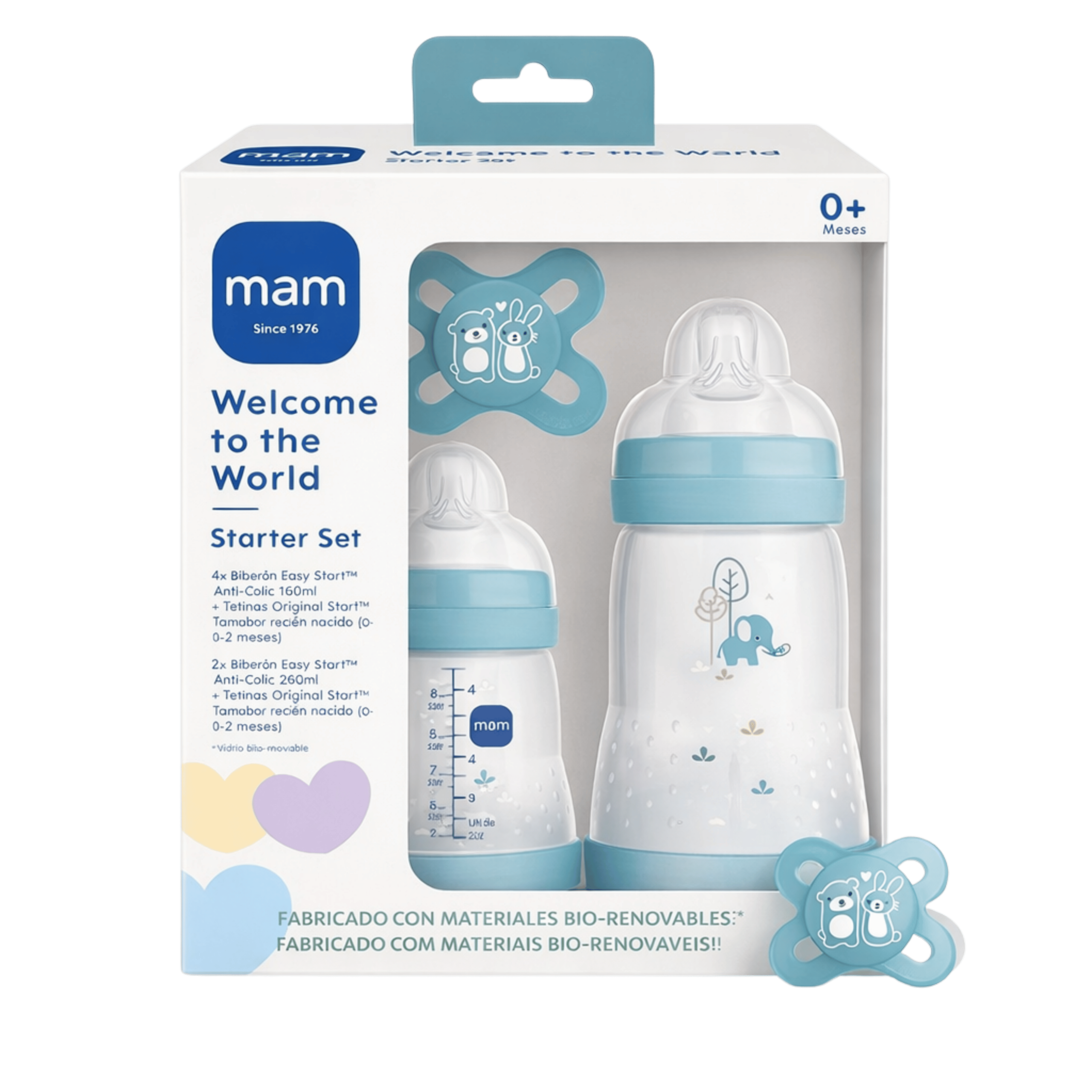 MAM Starter G123 Easy Start Anti-Colic Baby Bottles 130 ml and 260 ml with Teat Blue (Pack of 2)