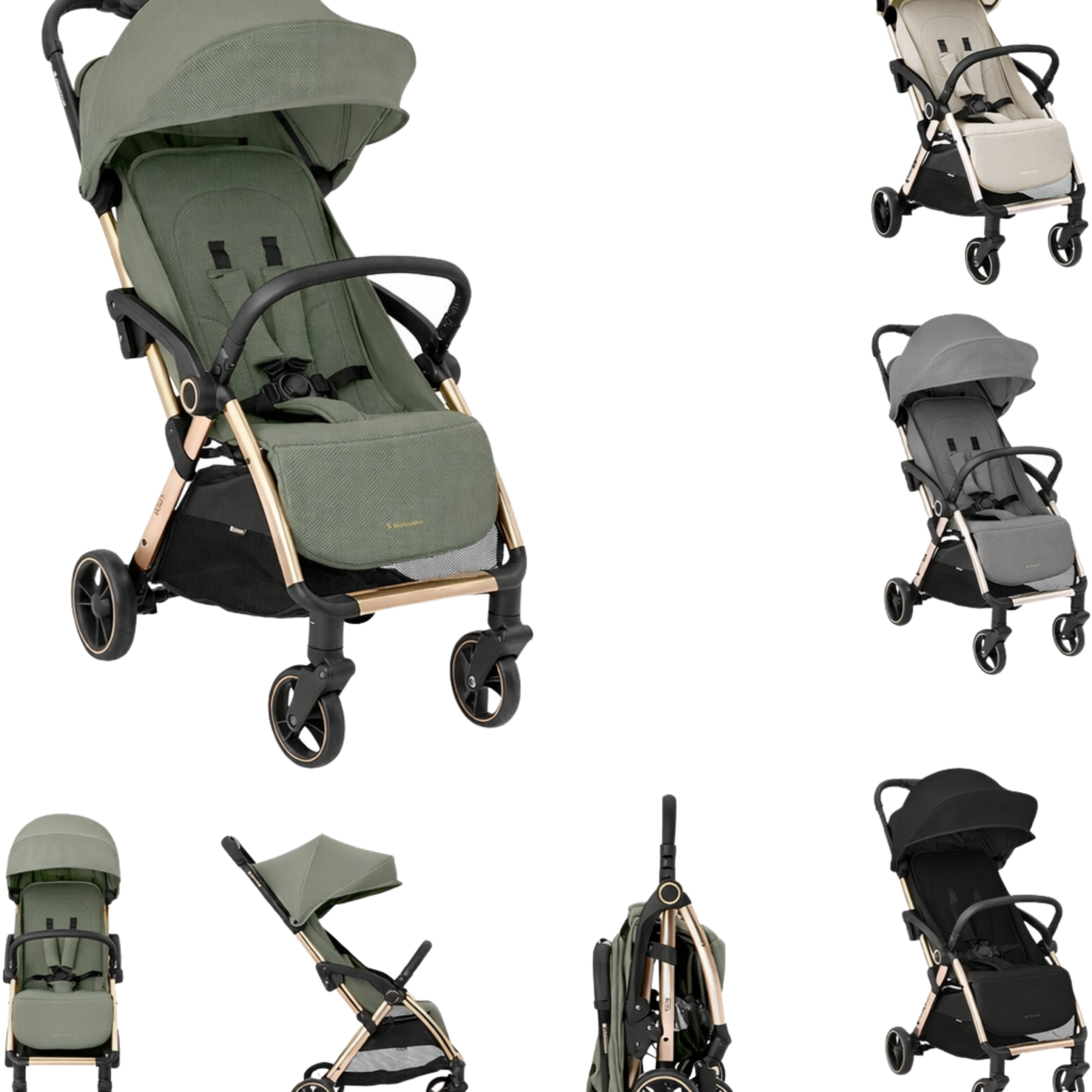 Kikkaboo Poussette fermeture automatique Eden Army Green