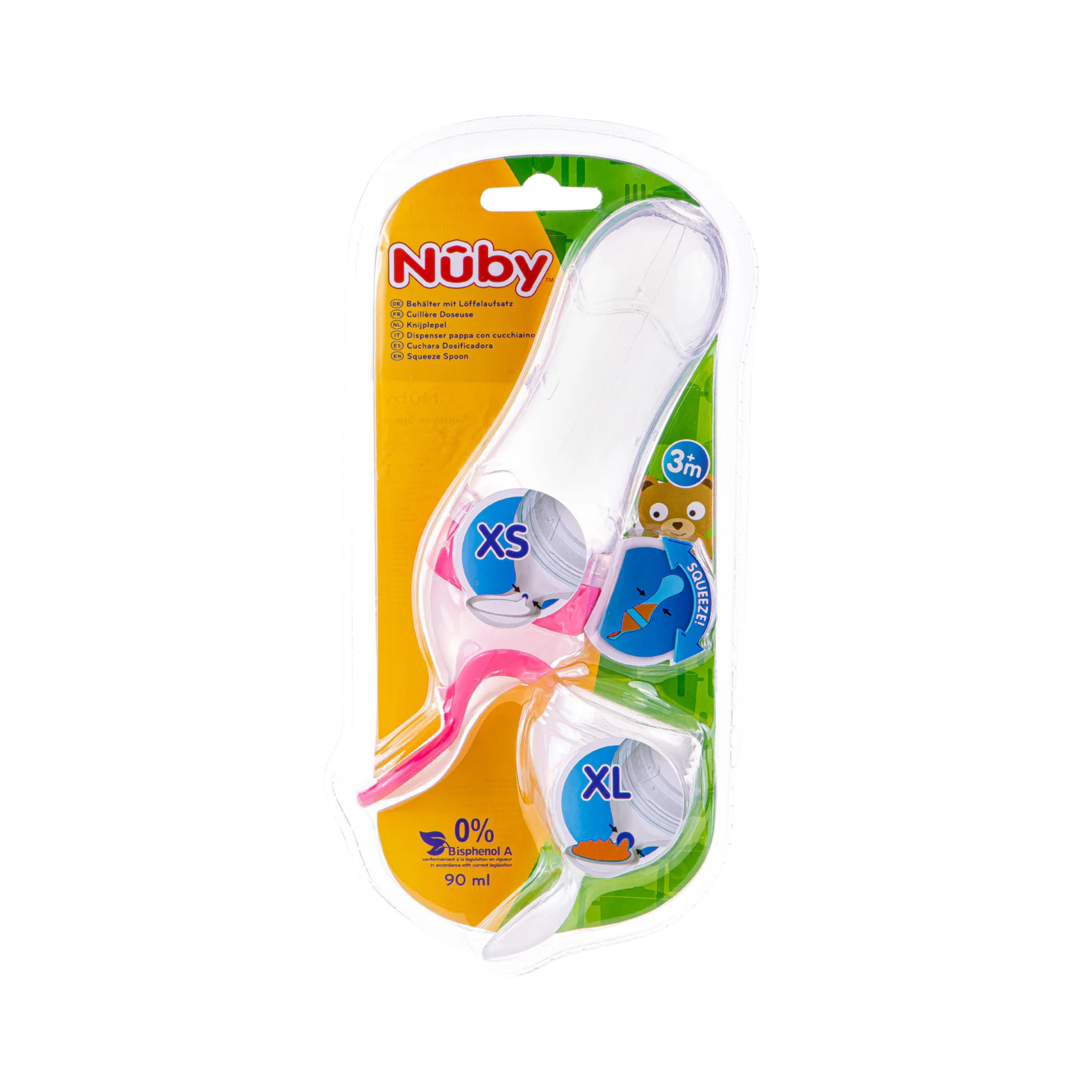 Nuby Semi-rigid silicone spoon bottle for liquid meals Pink