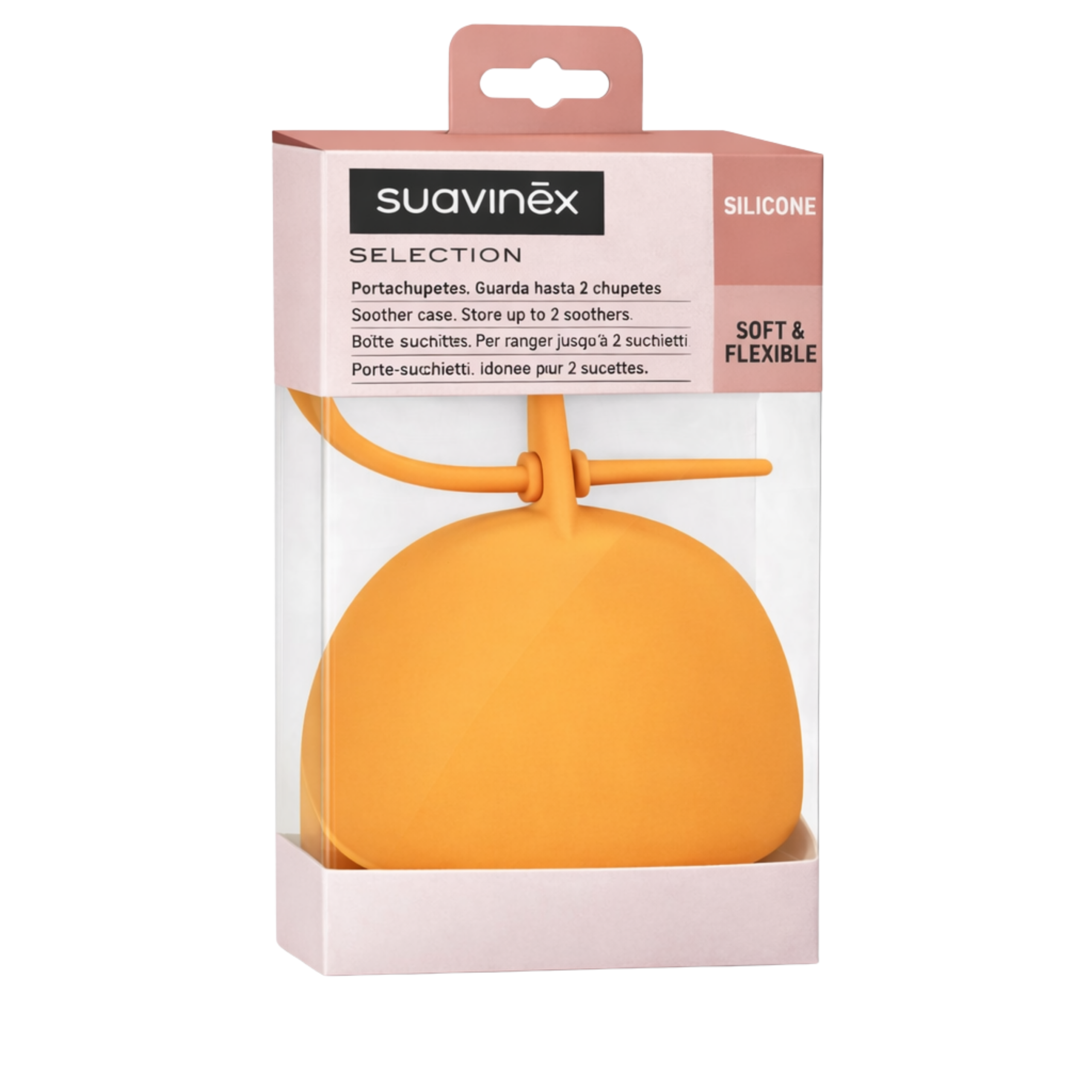 Boite sucette en silicone jaune Suavinex