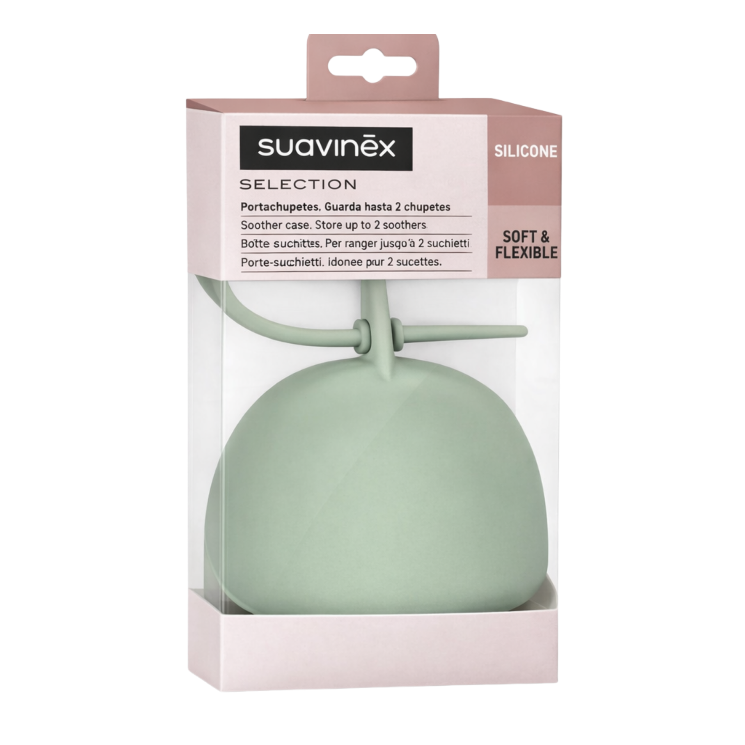 Boite sucette en silicone verte Suavinex