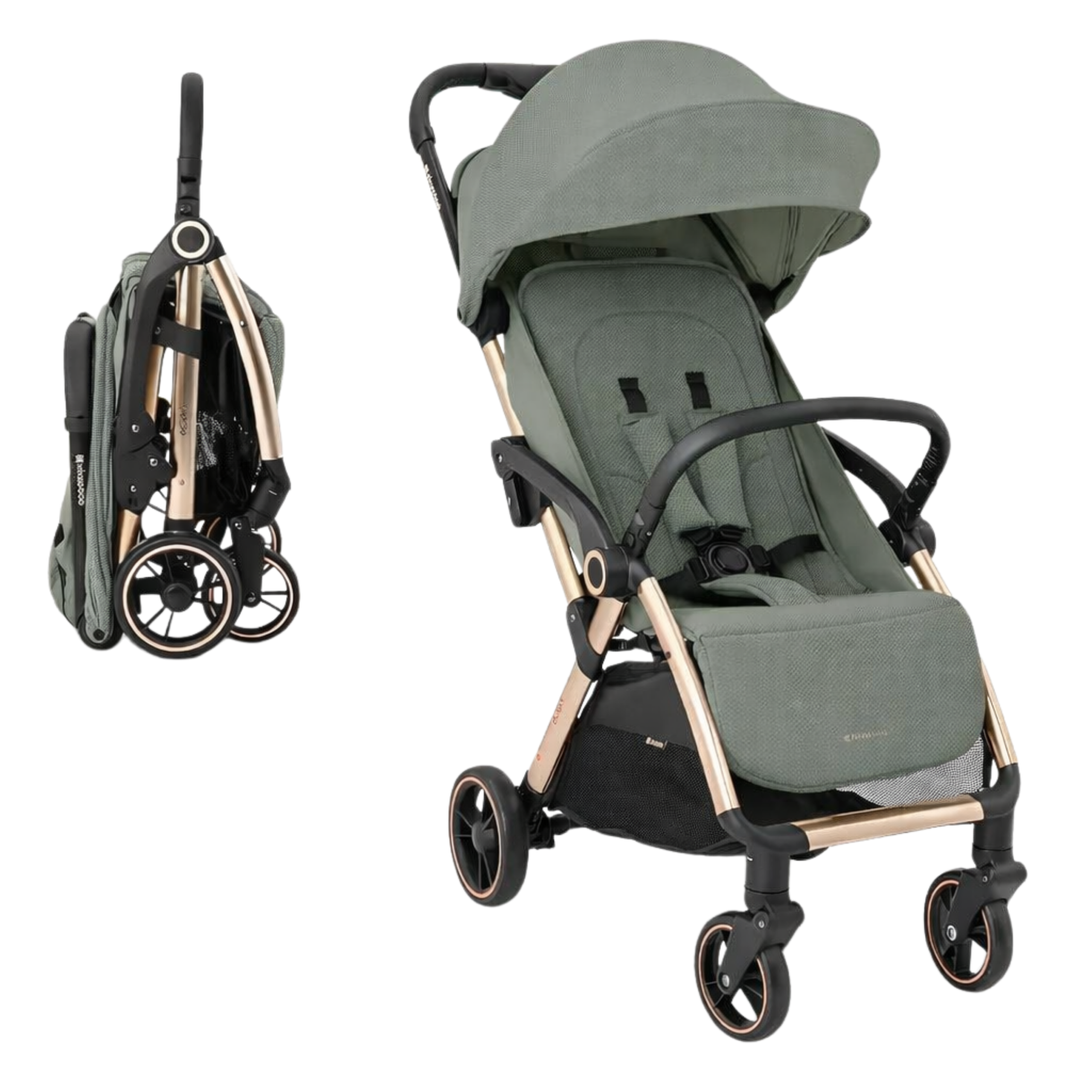 Kikkaboo - Poussette fermeture automatique Eden Army Green