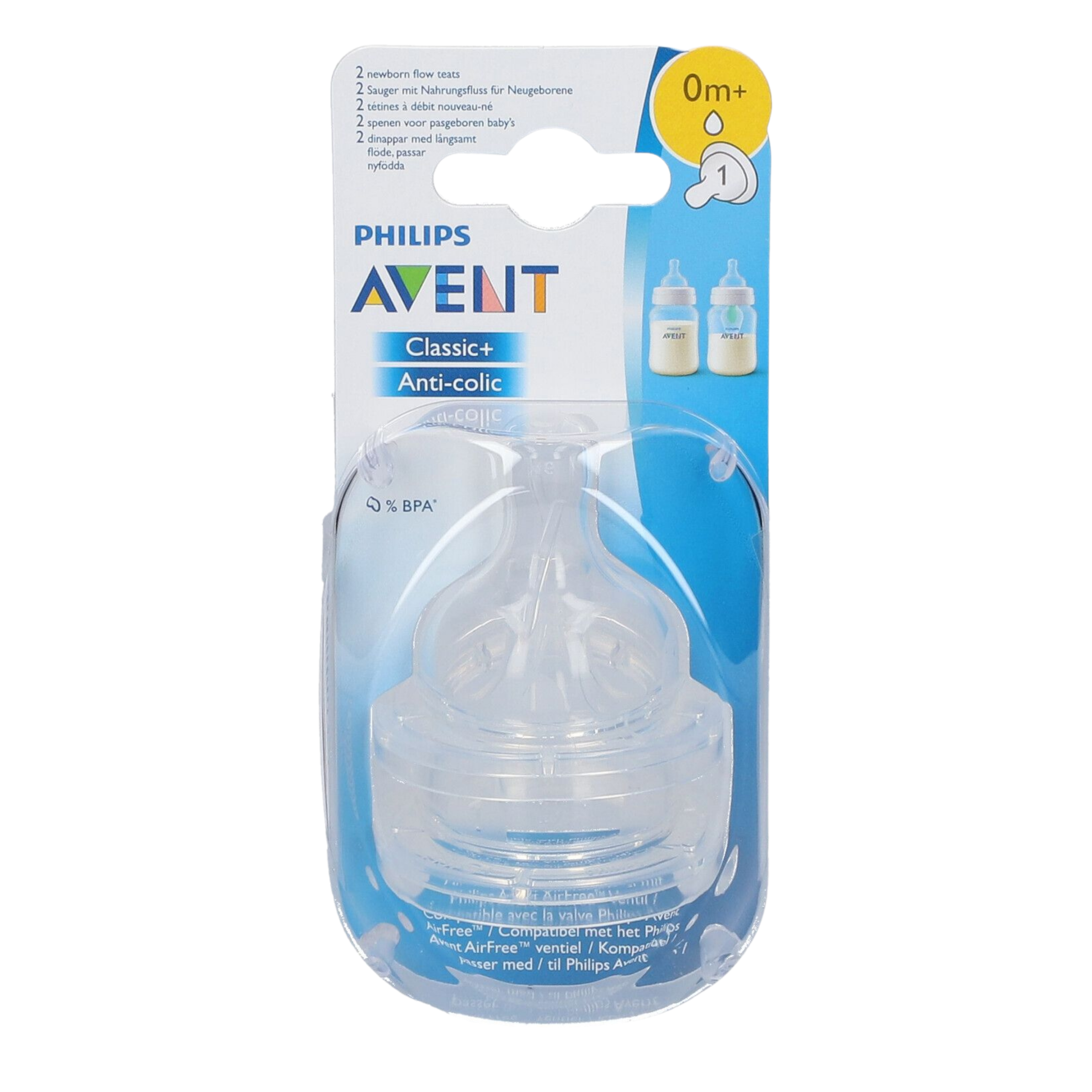 AVENT Lot de 2 TETINE 0M+ Classic+/ Anti-colic