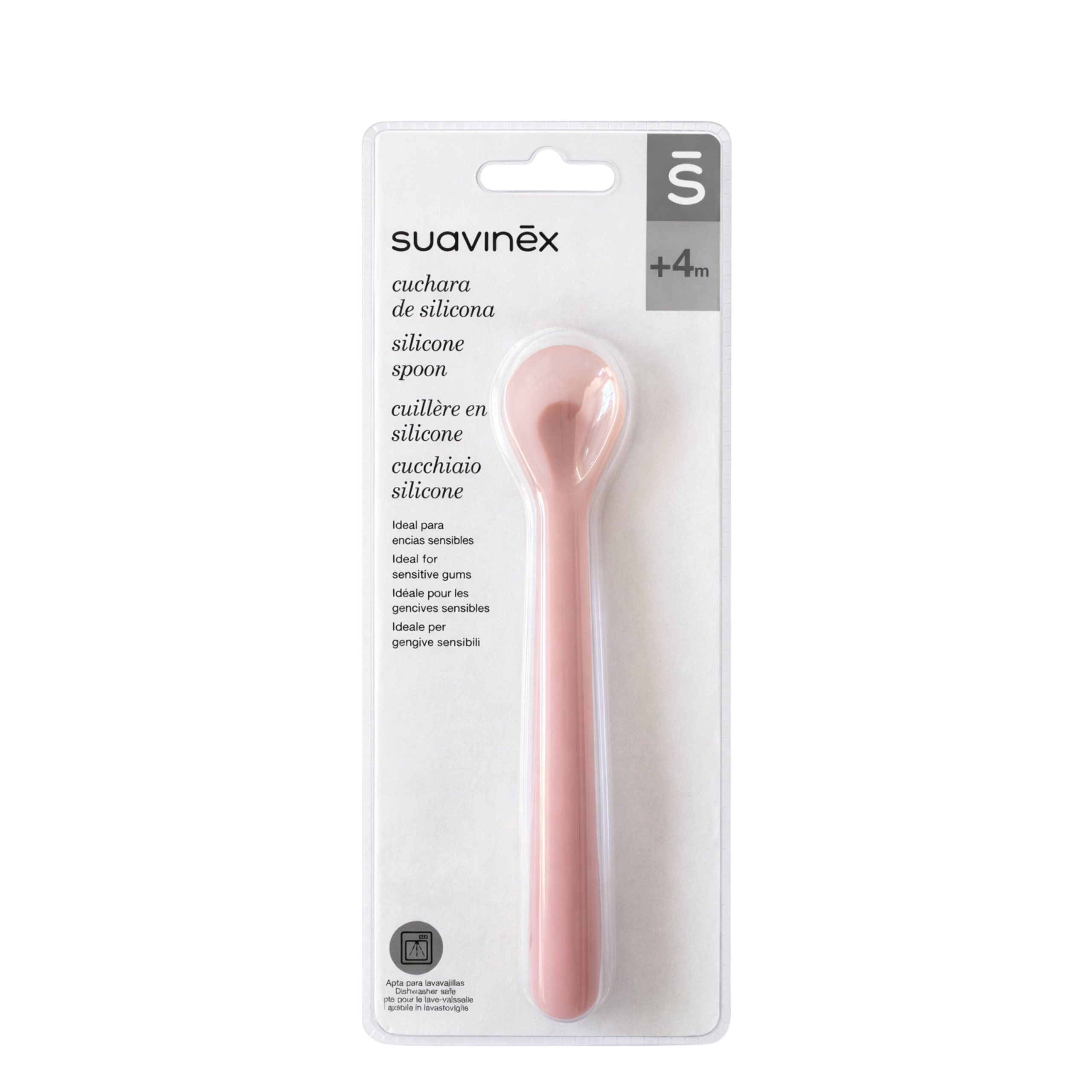 Suavinex Cuillère en silicone rose 4m+