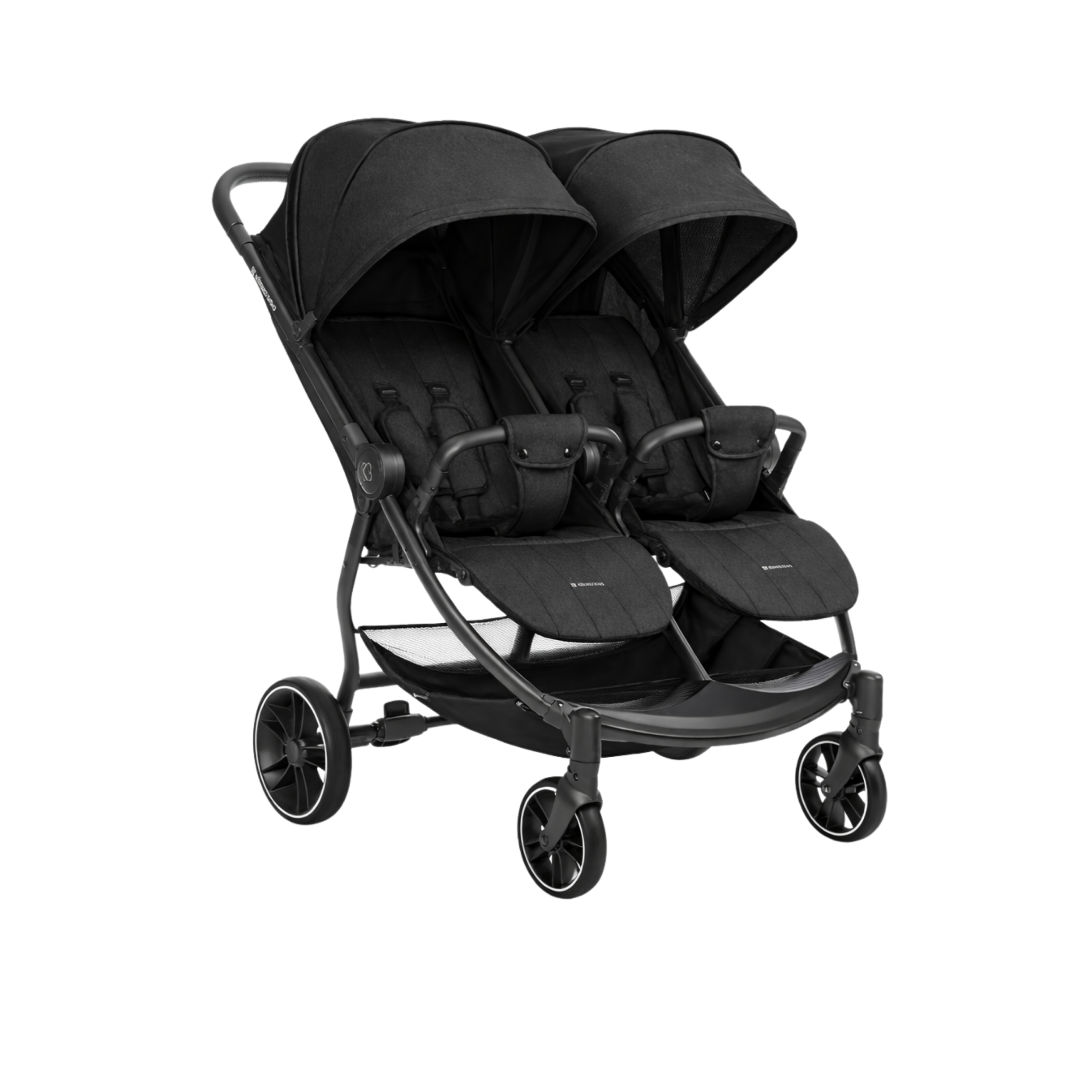 kikkaboo - Poussette Jumeaux Happy 2 Black – Confort et Praticité pour Vos Enfants