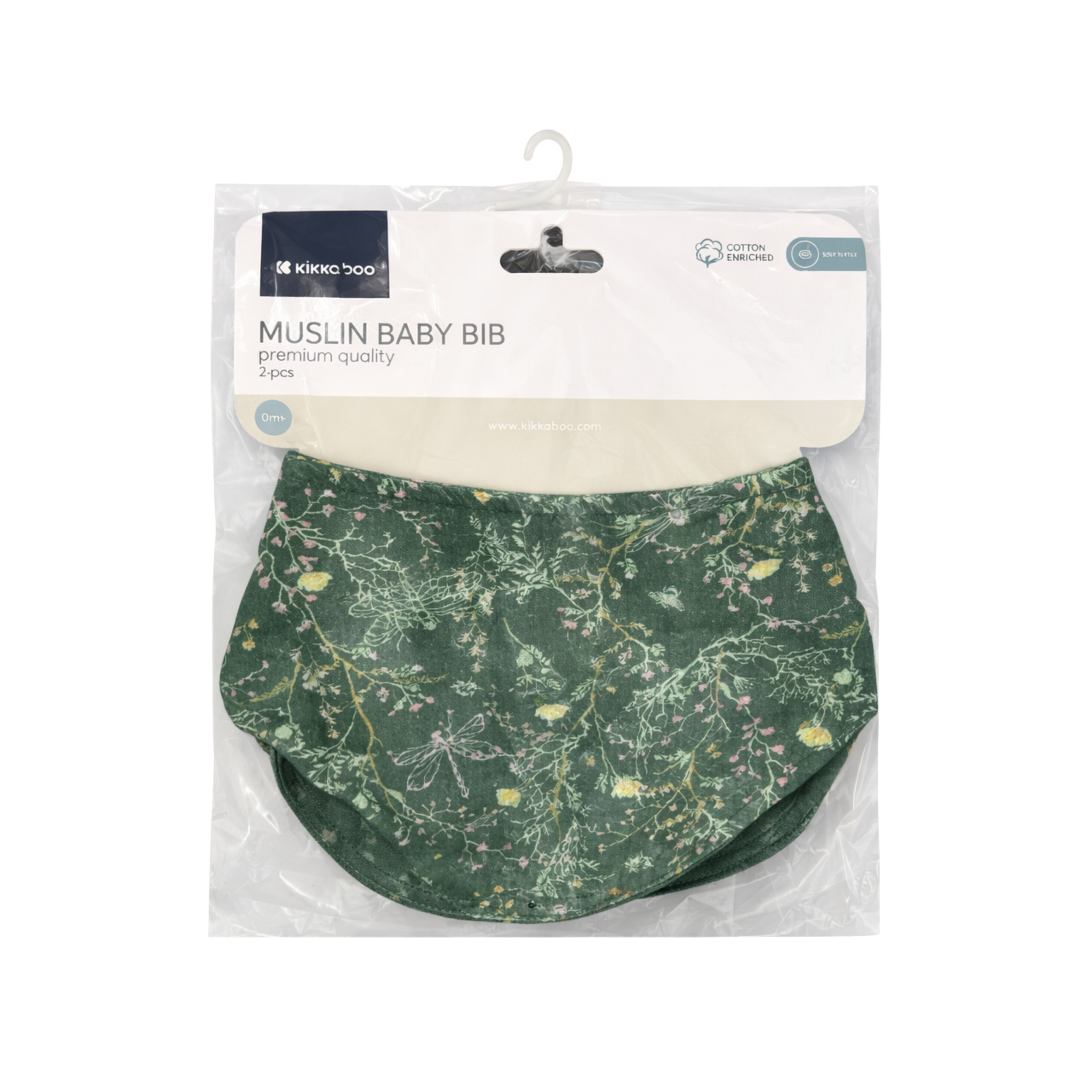 Kikkaboo Muslin bibs set 2 pcs Secret Garden Green
